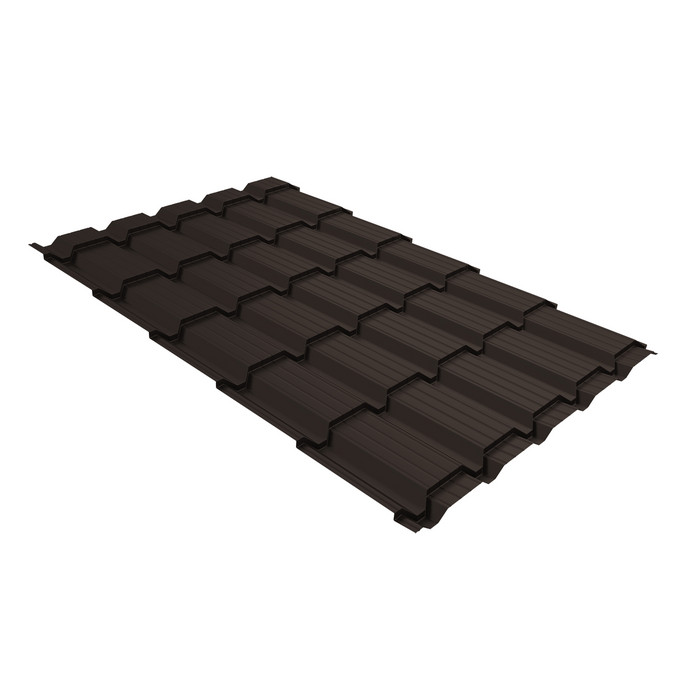 Металлочерепица Grand Line Верховье Quadro profi (Квадро Профи) 0,5 Satin Matt TX RR 32 темно-коричневый