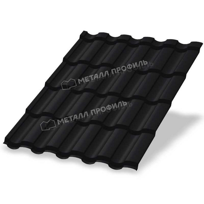 Металлочерепица Металл-Профиль Монтекристо-SL 0,45 VikingMP® RAL 9005 Черный темный - фото №1