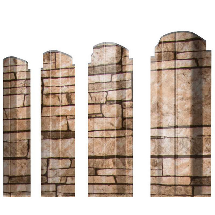 Штакетник П-образный А фигурный Grand Line 0,45 Print Elite Sand Stone Sand Stone - фото №1