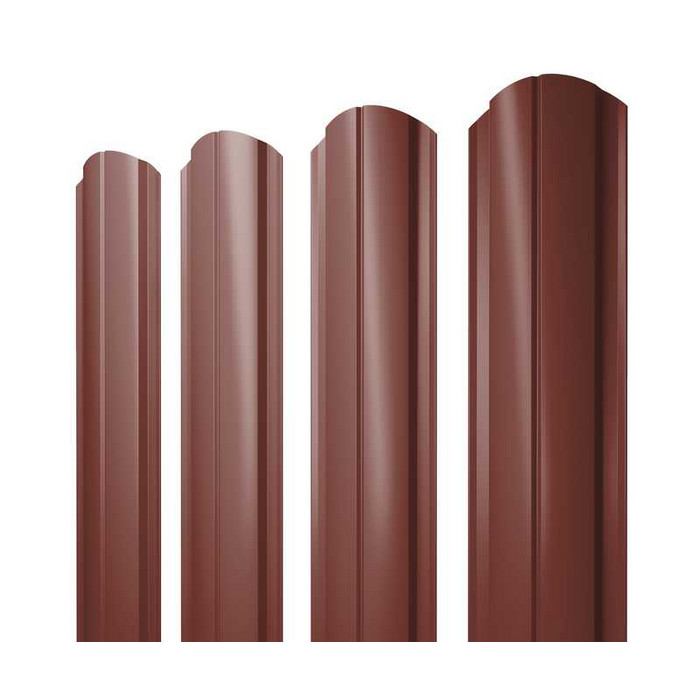 Штакетник Полукруглый Slim фигурный Grand Line 0,5 Satin RAL3009 Оксидно-Красный - фото №1