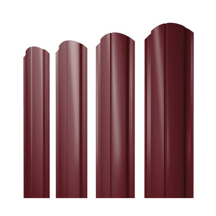 Штакетник Полукруглый Slim фигурный Grand Line 0,5 PurLite Matt RAL3005 Красное Вино - фото №1