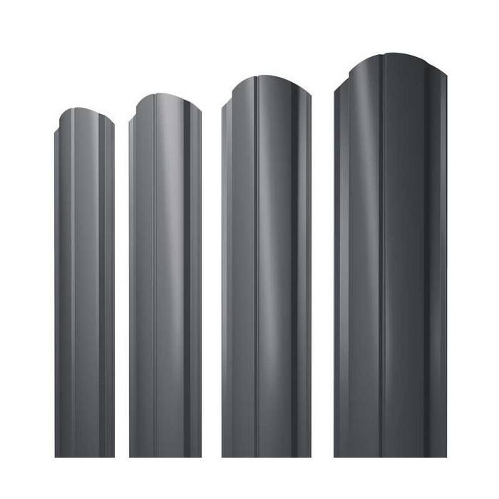 Штакетник Полукруглый Slim фигурный Grand Line 0,5 PurLite Matt RAL7024 Мокрый Асфальт - фото №1