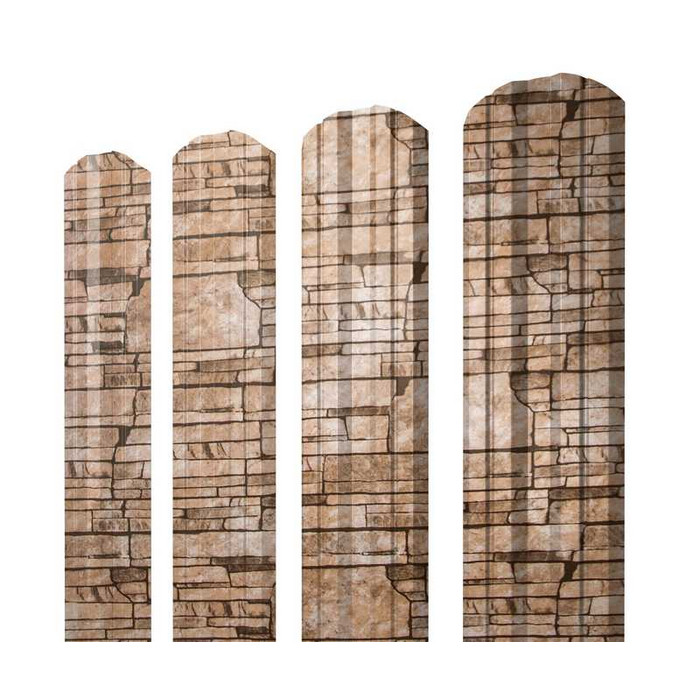 Штакетник Twin фигурный 0,45 Print Elite Sand Stone - фото №1