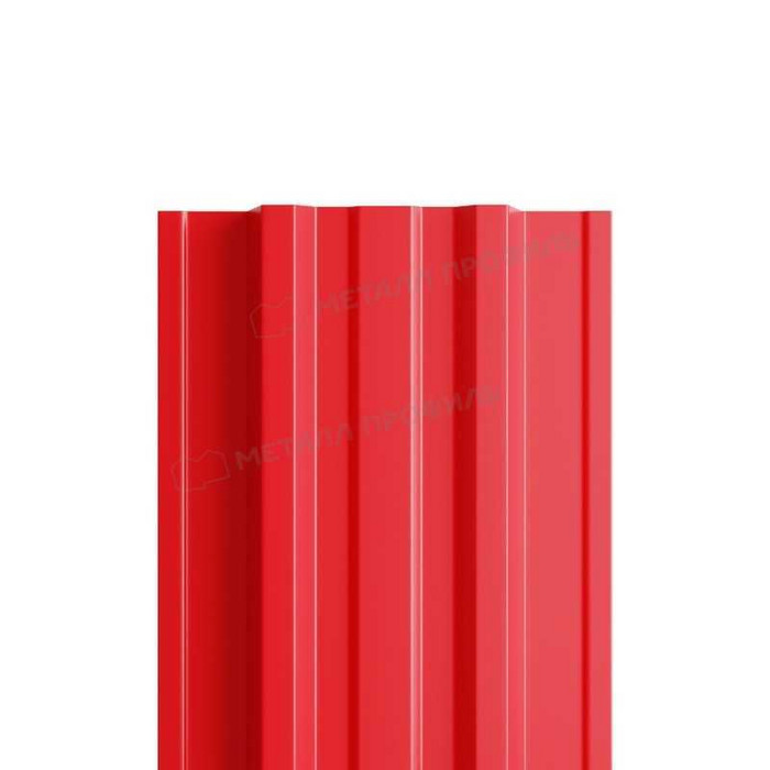 Штакетник Металл Профиль TRAPEZE-T 0,5 NormanMP RAL3020 Красный насыщенный - фото №1